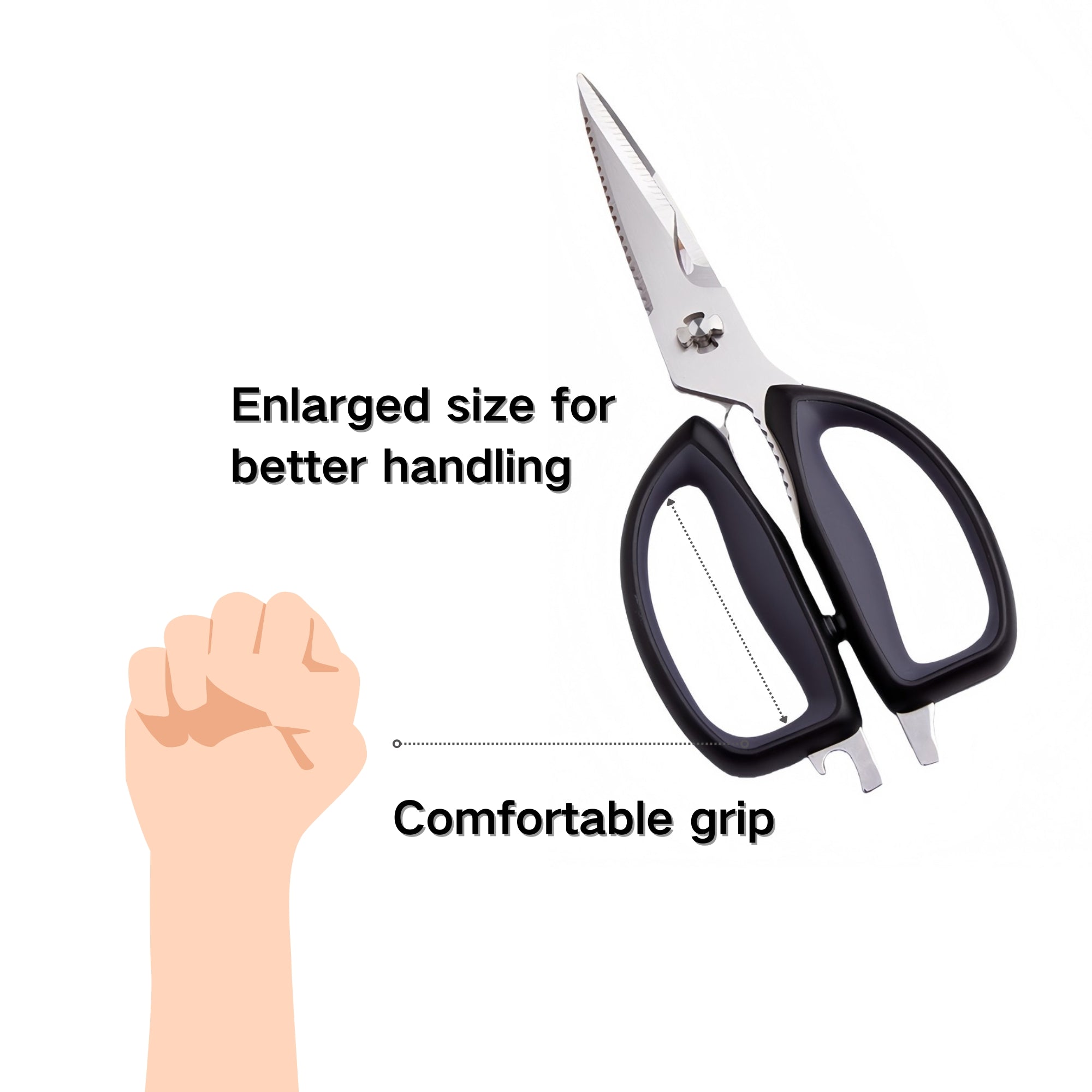Our soft-touch, wide-grip handles offer a comfortable and secure hold. 