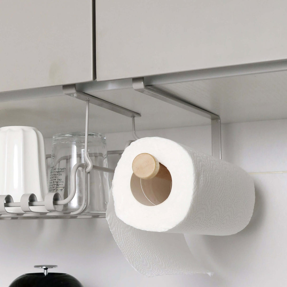 ubenkaku kitchen roll rack grey and light yellow colors