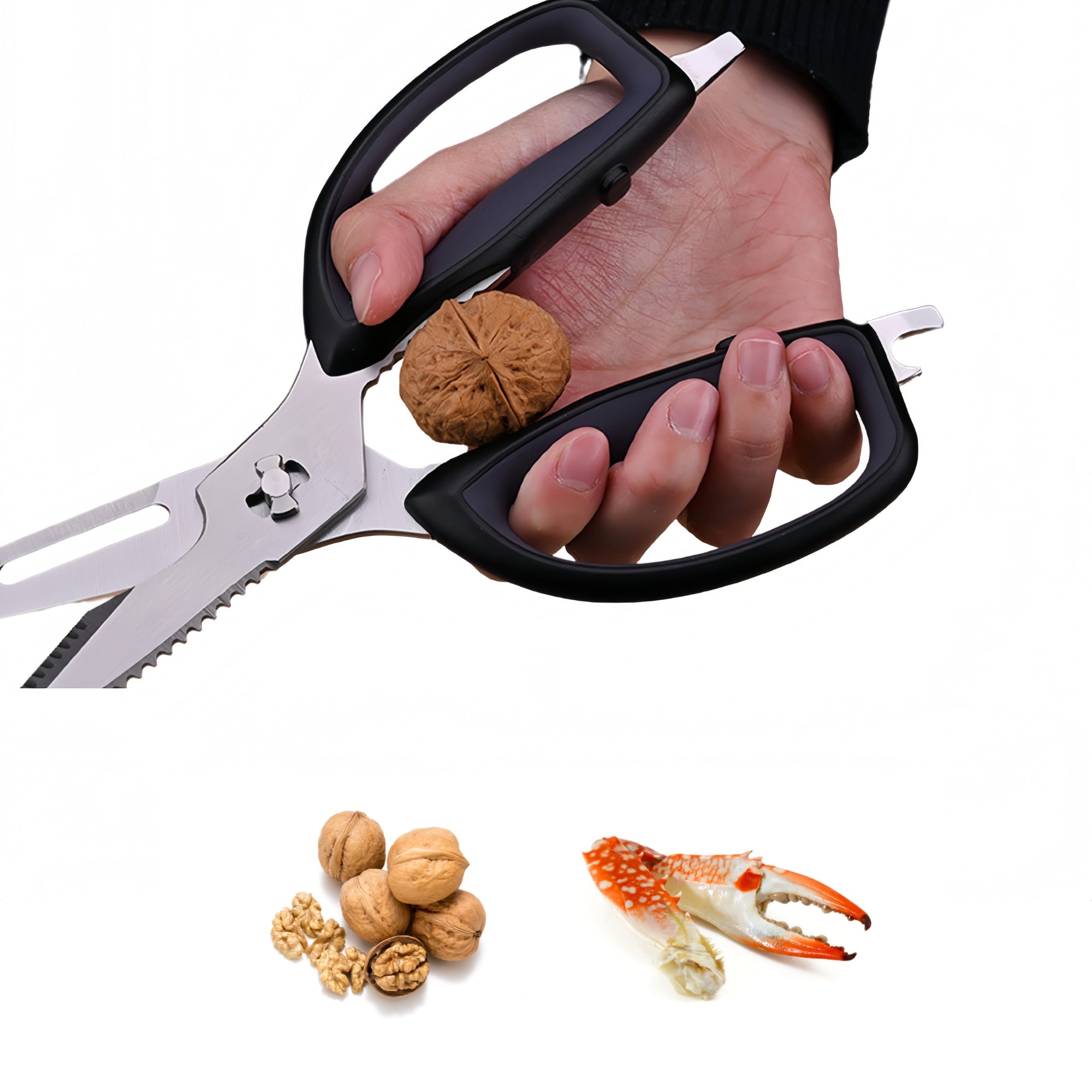 Use the serrated central notch to grip and crack walnuts, crab legs, or hard-shell seafood without a second tool.